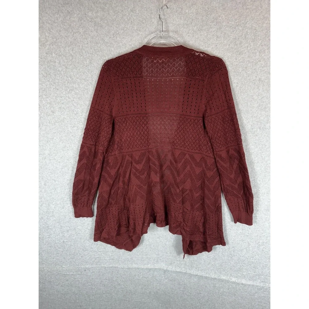 Pink Rose Cardigan Womens Small Open Front Knit Boho Lightweight Sweater